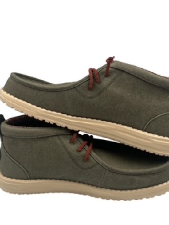 NEW Hey Dude Wally Men’s 10 Mid Boots Waxed Canvas Olive NWT main image 4